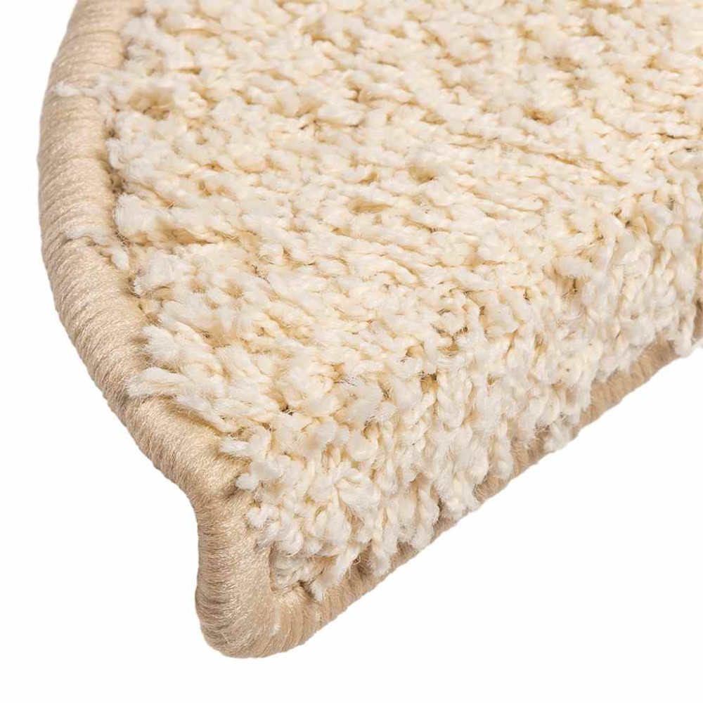 Produktbild för Trappmattor 20 st 56x17x3 cm krämfärgade halvrunda