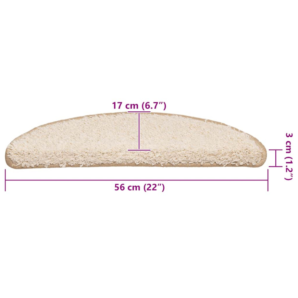Produktbild för Trappmattor 20 st 56x17x3 cm krämfärgade halvrunda
