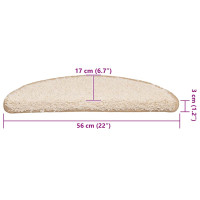 Produktbild för Trappmattor 20 st 56x17x3 cm krämfärgade halvrunda