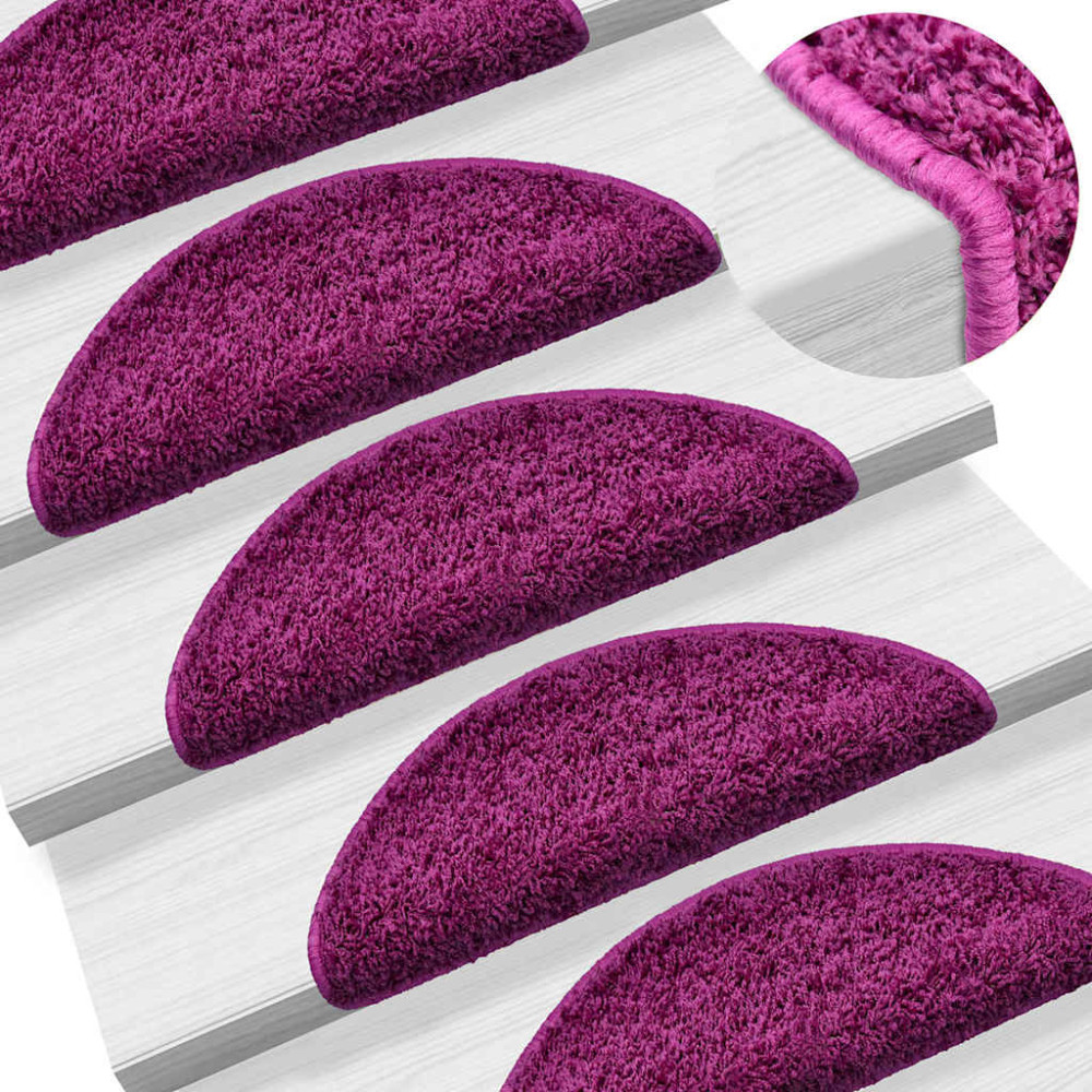 Produktbild för Trappmattor 20 st 56x17x3 cm violett halvrunda