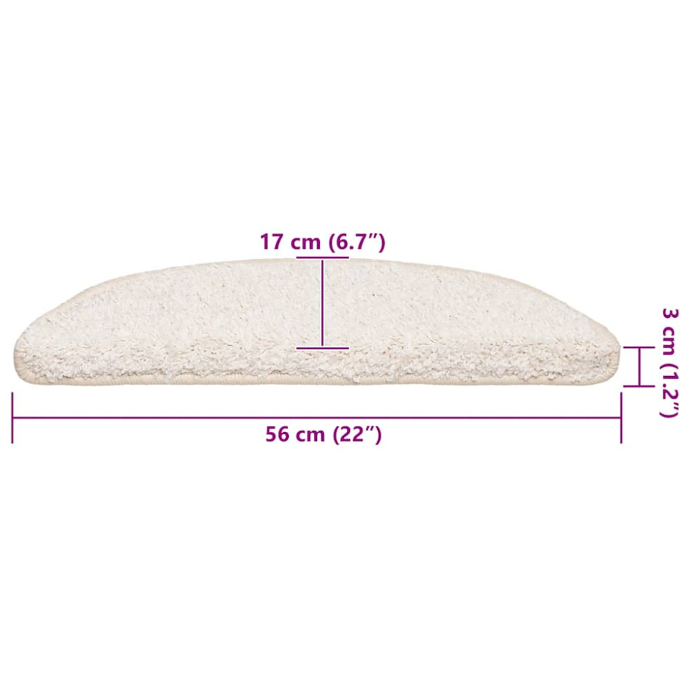 Produktbild för Trappmattor 20 st 56x17x3 cm vita halvrunda