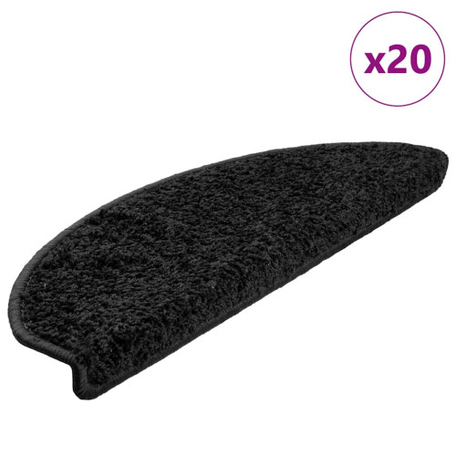 vidaXL Trappmattor 20 st 65x21x4 cm svarta halvrunda stora