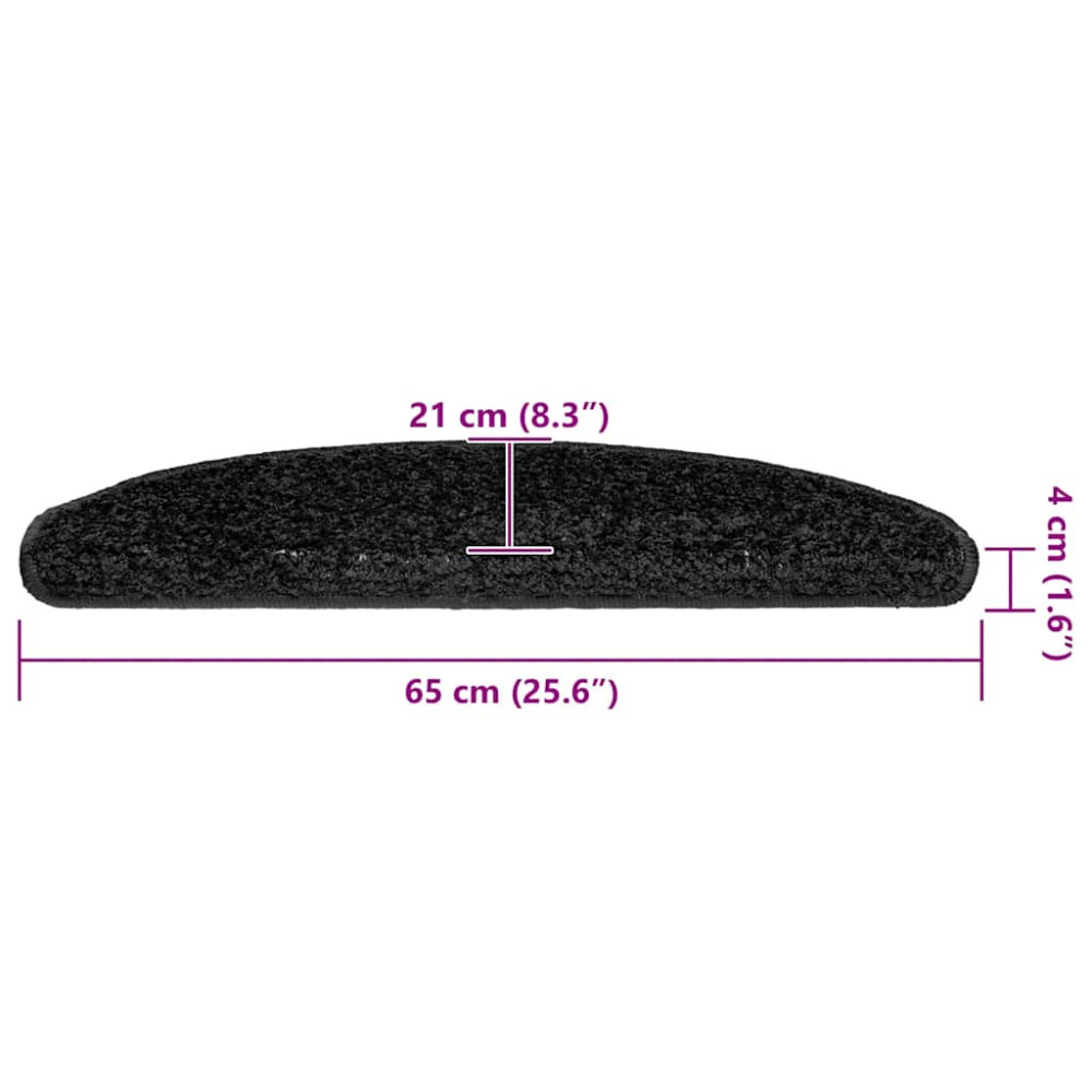 Produktbild för Trappmattor 20 st 65x21x4 cm svarta halvrunda stora