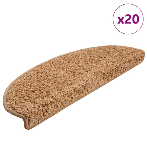 vidaXL Trappmattor 20 st 65x21x4 cm beige halvrunda stora