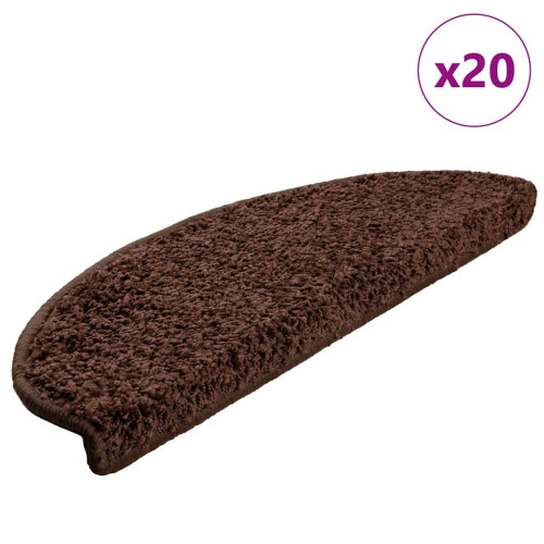 vidaXL Trappmattor 20 st 65x21x4 cm bruna halvrunda stora