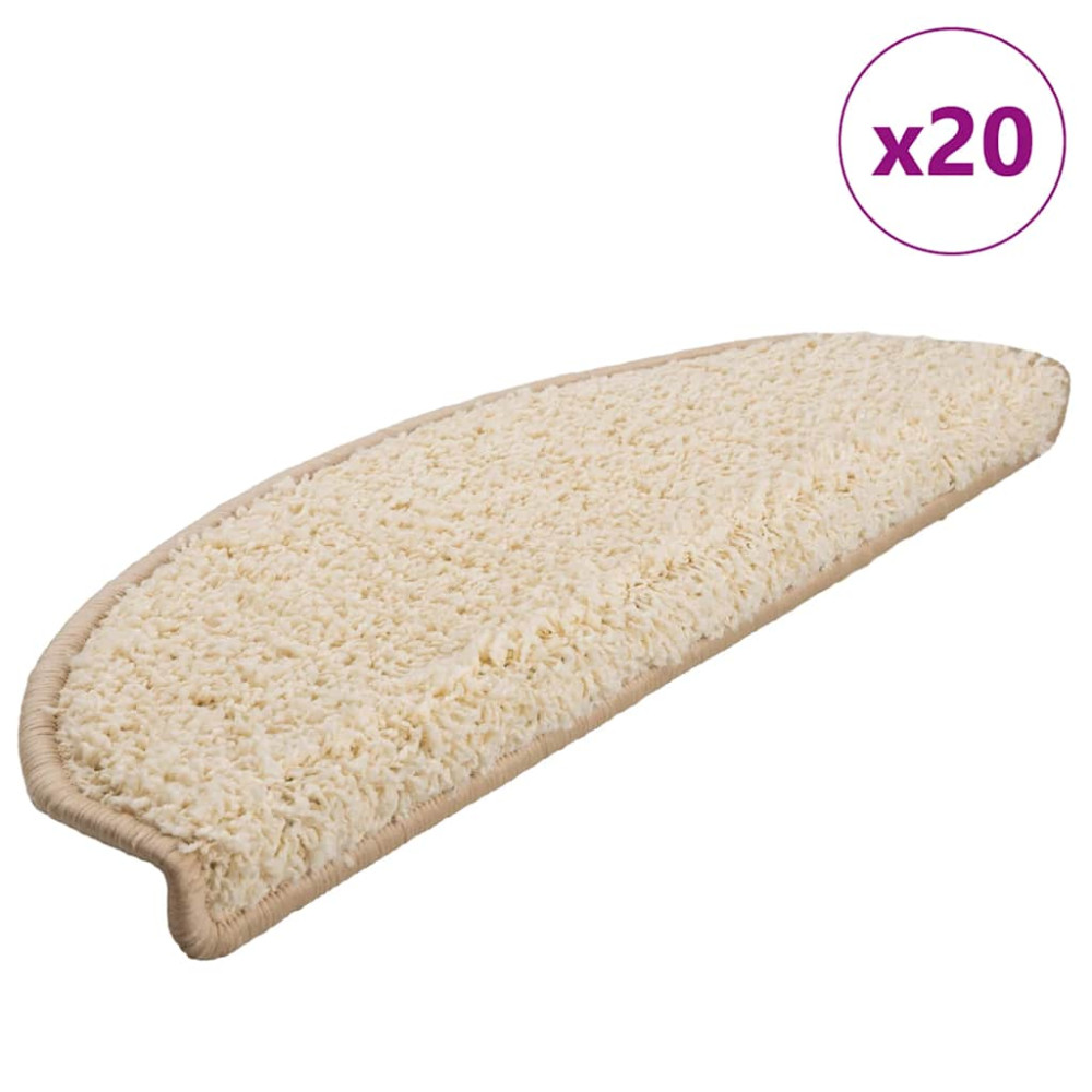 Produktbild för Trappmattor 20 st 65x21x4 cm krämfärgade halvrunda stora