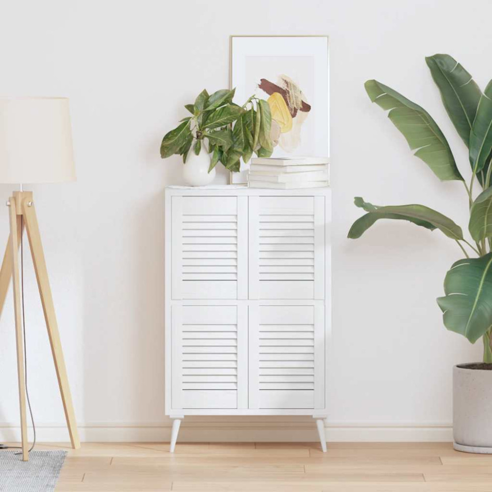 Produktbild för Skåpsdörrar lamelldesign 4 st vit 39,5x29,5 cm