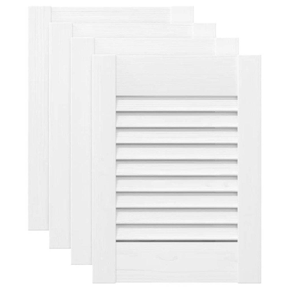 Produktbild för Skåpsdörrar lamelldesign 4 st vit 39,5x29,5 cm