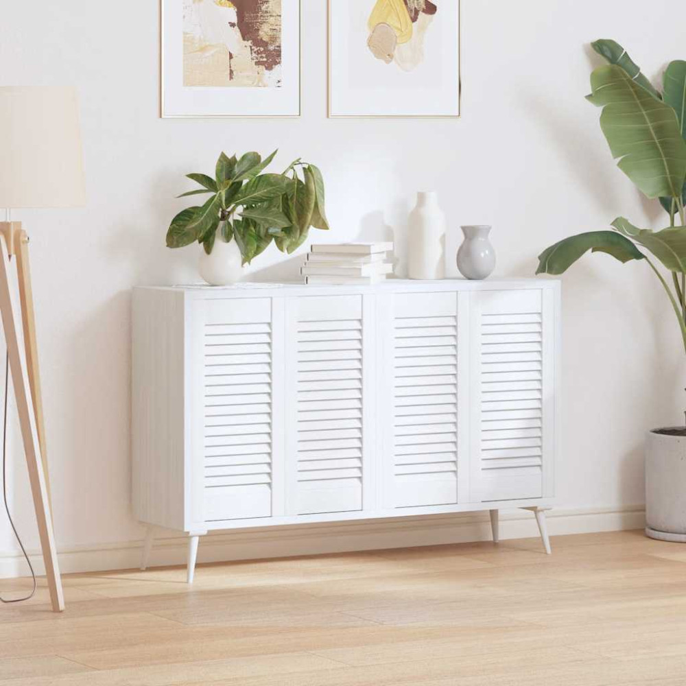 Produktbild för Skåpsdörrar lamelldesign 4 st vit 61,5x29,5 cm