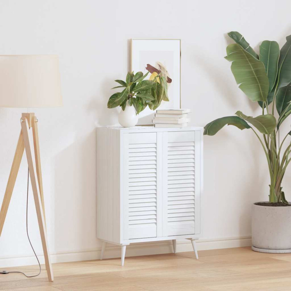 Produktbild för Skåpsdörrar lamelldesign 2 st vit 69x29,5 cm