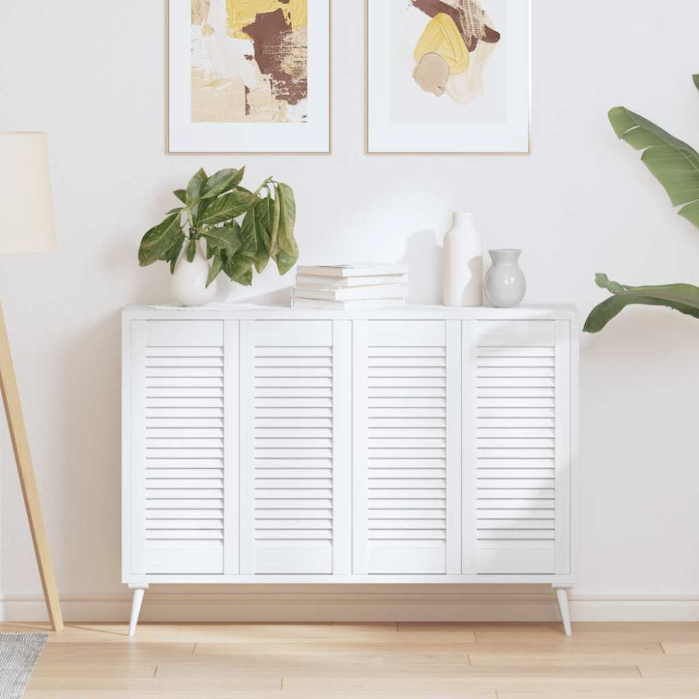 Produktbild för Skåpsdörrar lamelldesign 4 st vit 69x29,5 cm
