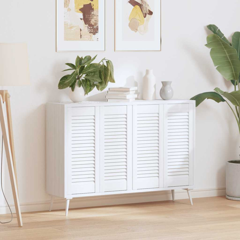 Produktbild för Skåpsdörrar lamelldesign 4 st vit 69x29,5 cm