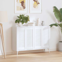 Produktbild för Skåpsdörrar lamelldesign 4 st vit 69x29,5 cm