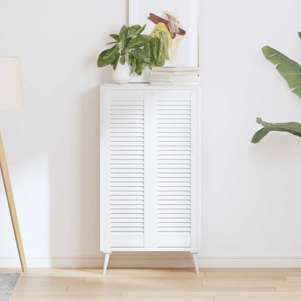 Produktbild för Skåpsdörrar lamelldesign 2 st vit 99x29,5 cm