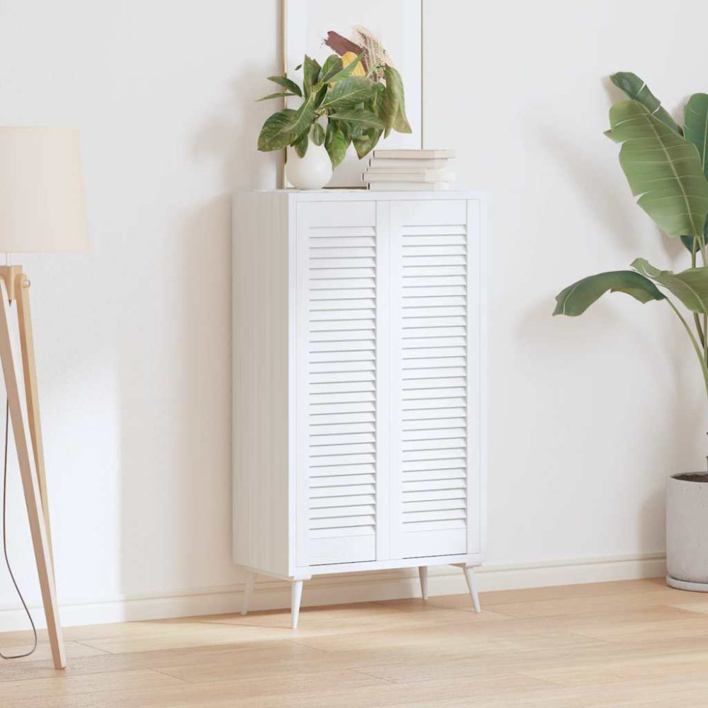 Produktbild för Skåpsdörrar lamelldesign 2 st vit 99x29,5 cm