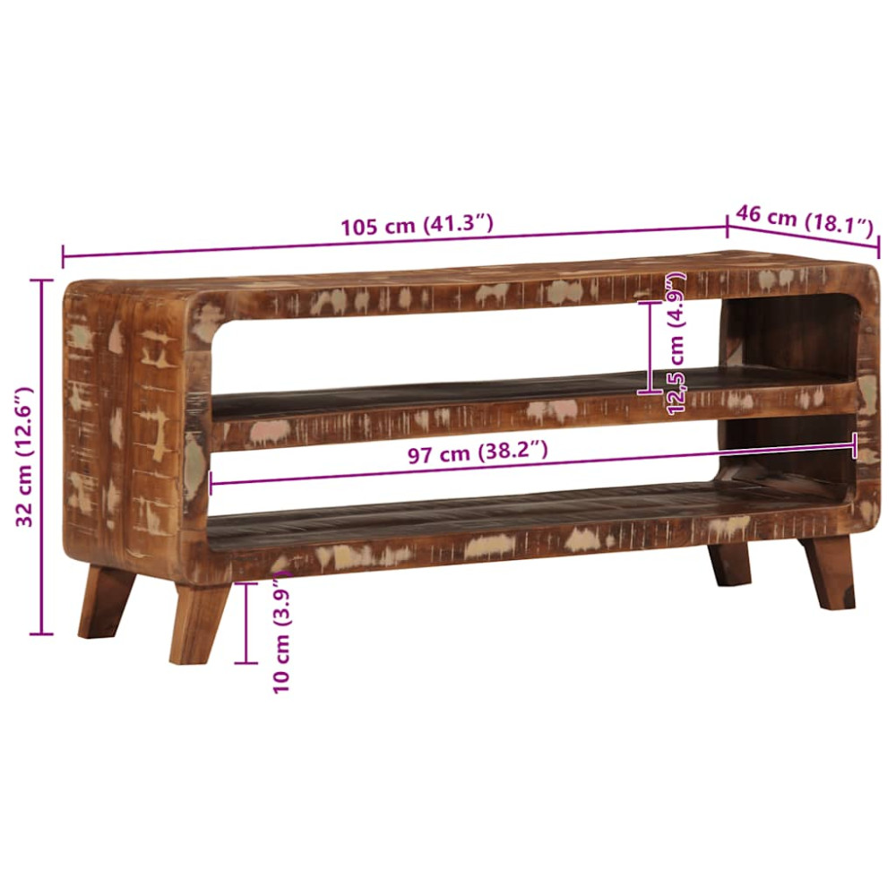 Produktbild för TV-bänk 105x46x32 cm massivt trä återvunnet