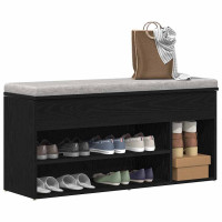 Produktbild för Skobänk svart ek 102x30,5x45 cm konstruerat trä