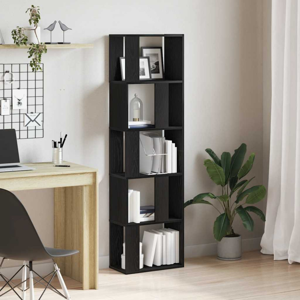 Produktbild för Bokskåp/rumsavdelare svart ek 45x24x159 cm konstruerat trä