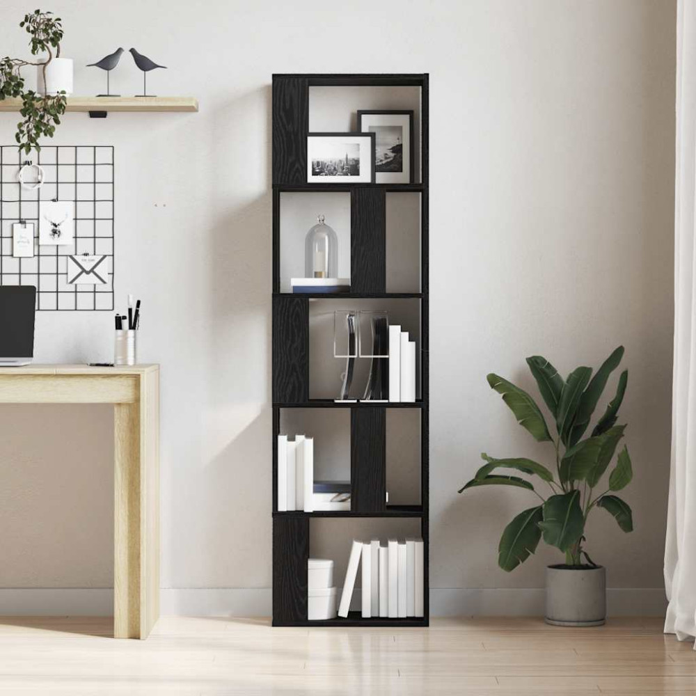 Produktbild för Bokskåp/rumsavdelare svart ek 45x24x159 cm konstruerat trä