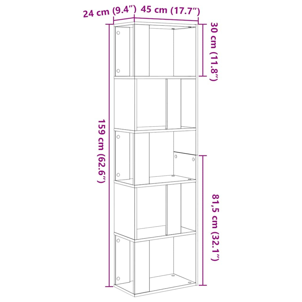 Produktbild för Bokskåp/rumsavdelare svart ek 45x24x159 cm konstruerat trä