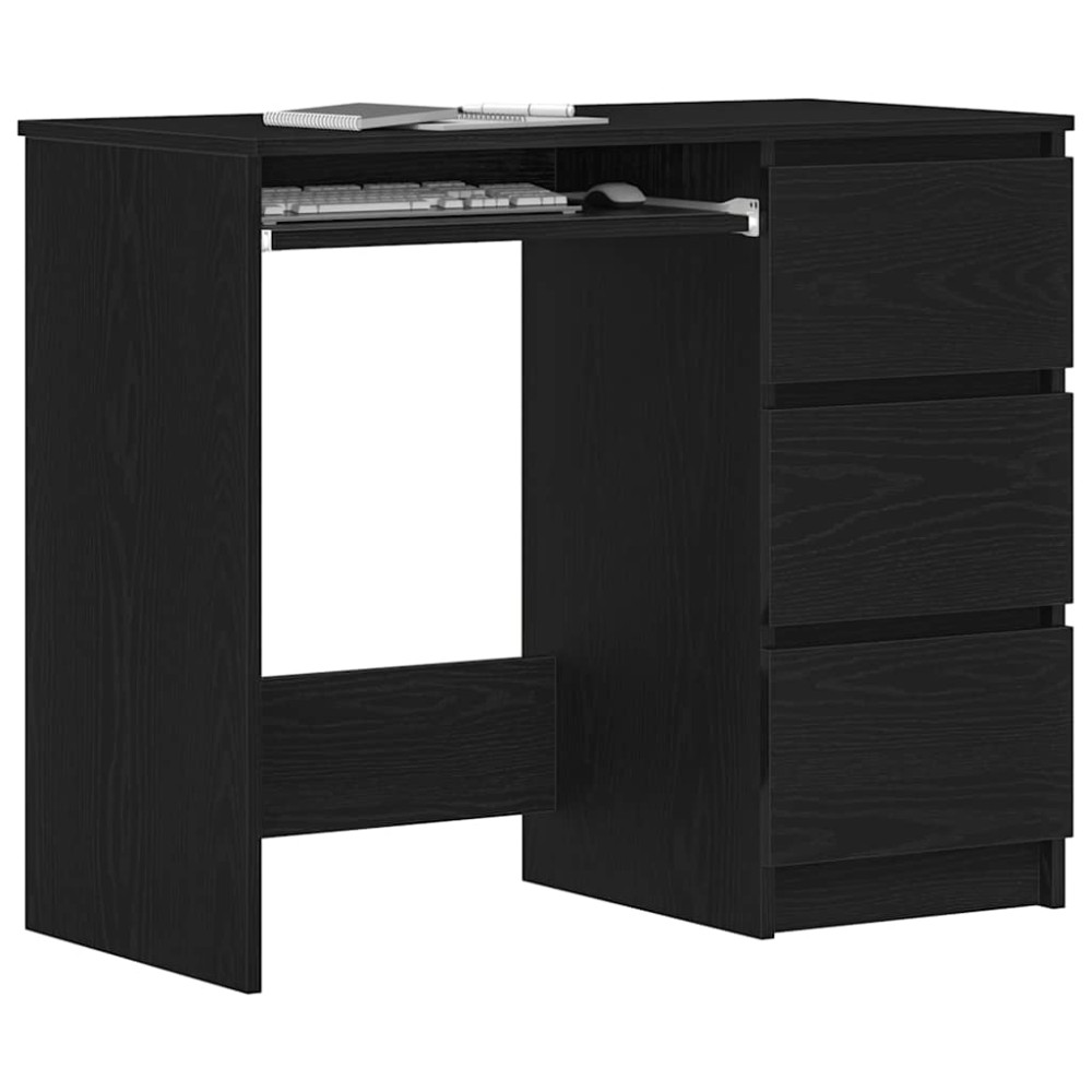 Produktbild för Skrivbord svart ek 90x45x76 cm konstruerat trä