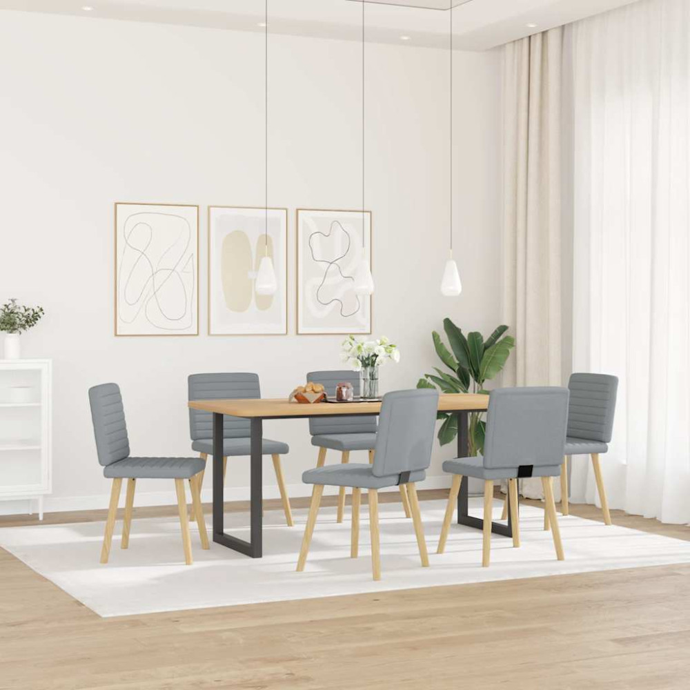 Produktbild för Matstolar 6 st ljusgrå tyg