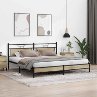 Produktbild för Sängram utan madrass metall sonoma-ek 193x201 cm