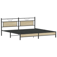 Produktbild för Sängram utan madrass metall sonoma-ek 193x201 cm