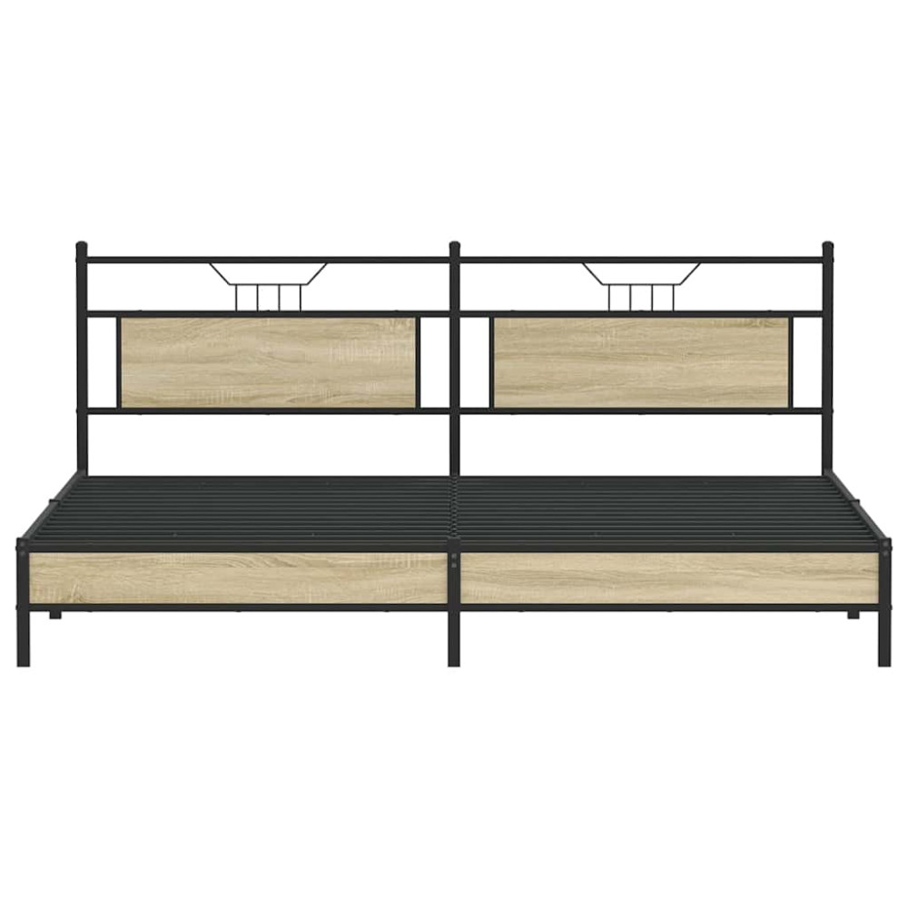 Produktbild för Sängram utan madrass metall sonoma-ek 193x201 cm