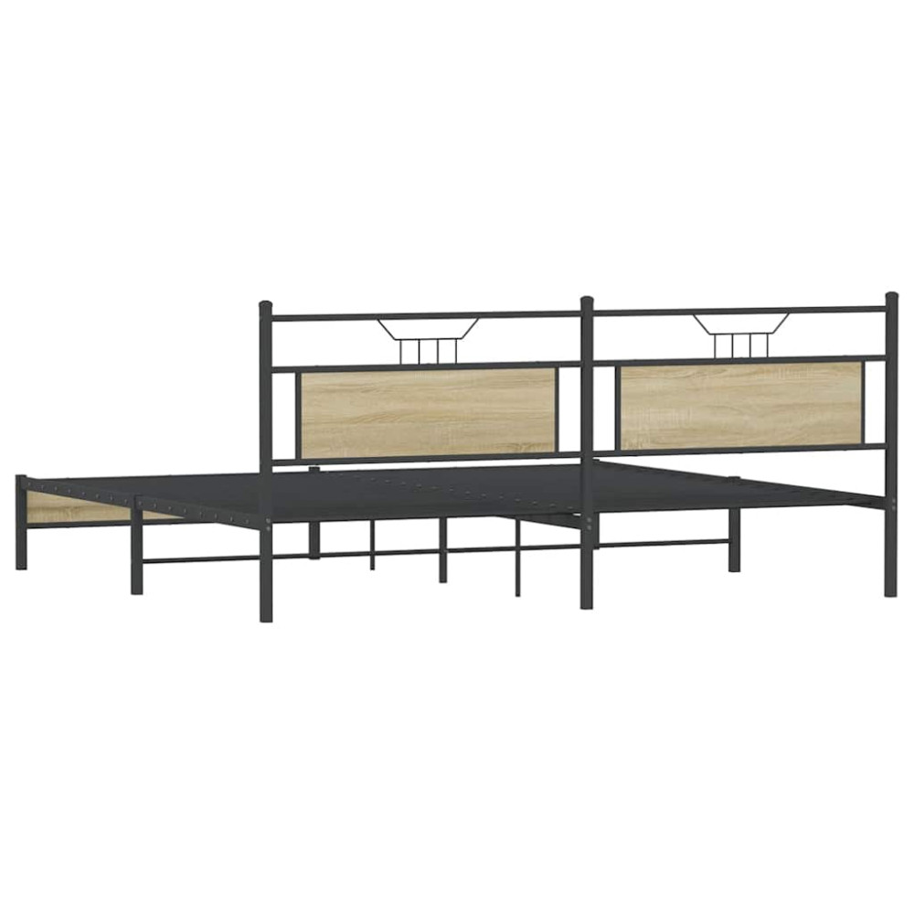 Produktbild för Sängram utan madrass metall sonoma-ek 193x201 cm