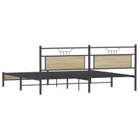 Produktbild för Sängram utan madrass metall sonoma-ek 193x201 cm