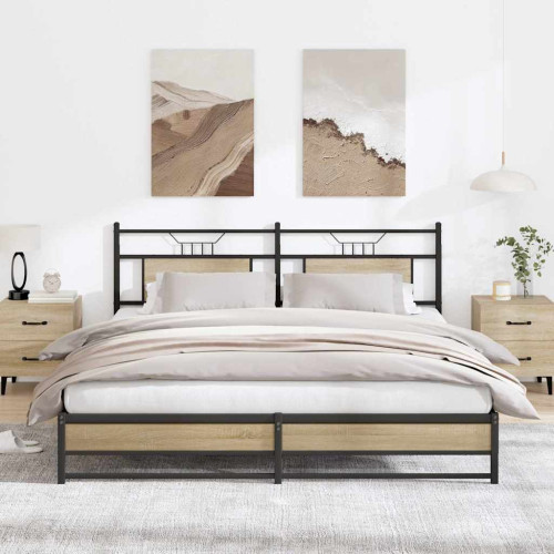 vidaXL Sängram utan madrass metall sonoma-ek 183x213 cm