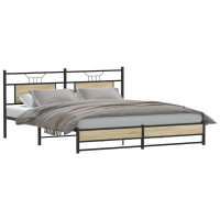 Produktbild för Sängram utan madrass metall sonoma-ek 183x213 cm