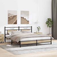 Produktbild för Sängram utan madrass metall sonoma-ek 183x213 cm