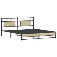 Produktbild för Sängram utan madrass metall sonoma-ek 183x213 cm