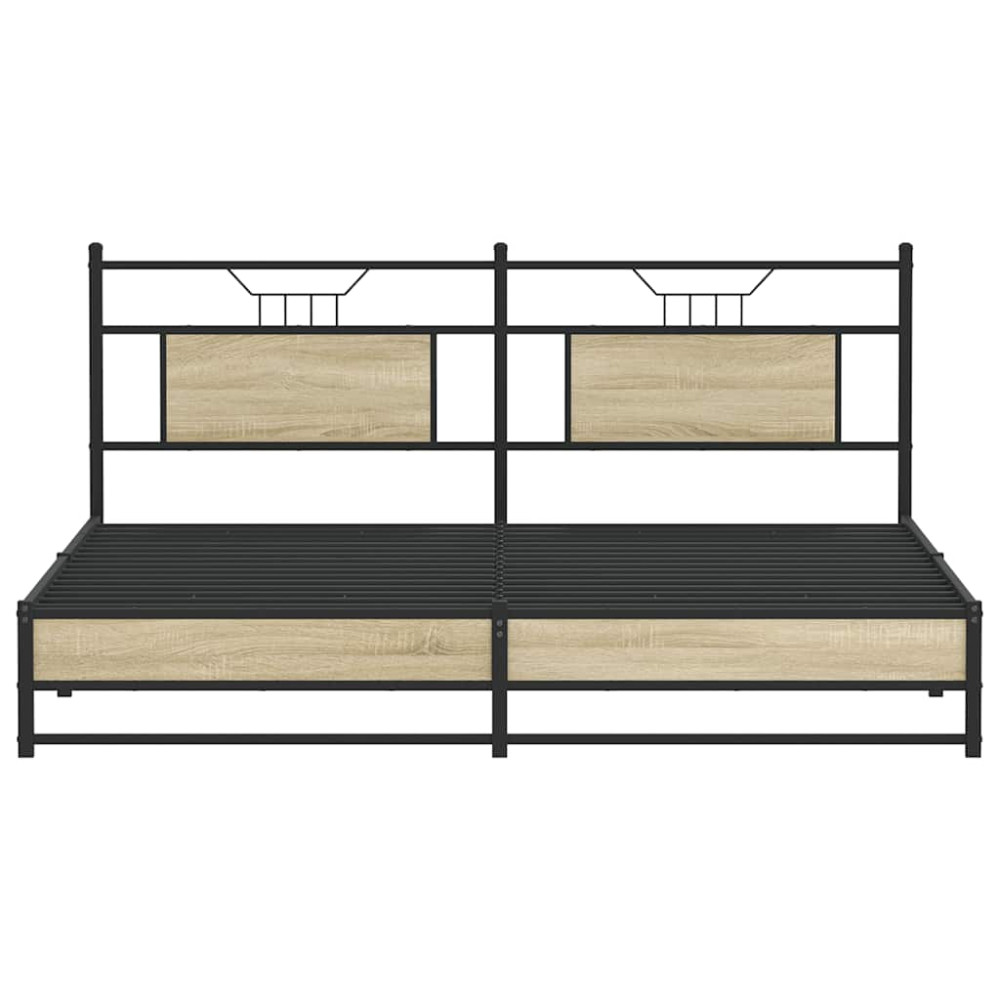 Produktbild för Sängram utan madrass metall sonoma-ek 183x213 cm