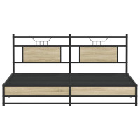Produktbild för Sängram utan madrass metall sonoma-ek 183x213 cm