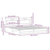 Produktbild för Sängram utan madrass metall sonoma-ek 193x201 cm