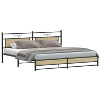 Produktbild för Sängram utan madrass metall sonoma-ek 193x201 cm