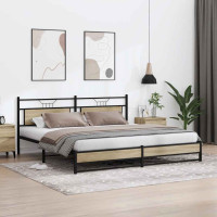 Produktbild för Sängram utan madrass metall sonoma-ek 193x201 cm