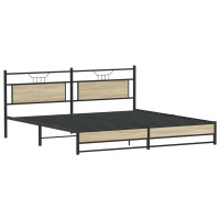Produktbild för Sängram utan madrass metall sonoma-ek 193x201 cm