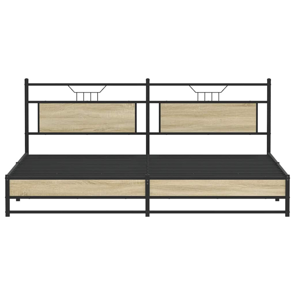 Produktbild för Sängram utan madrass metall sonoma-ek 193x201 cm