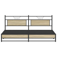 Produktbild för Sängram utan madrass metall sonoma-ek 193x201 cm