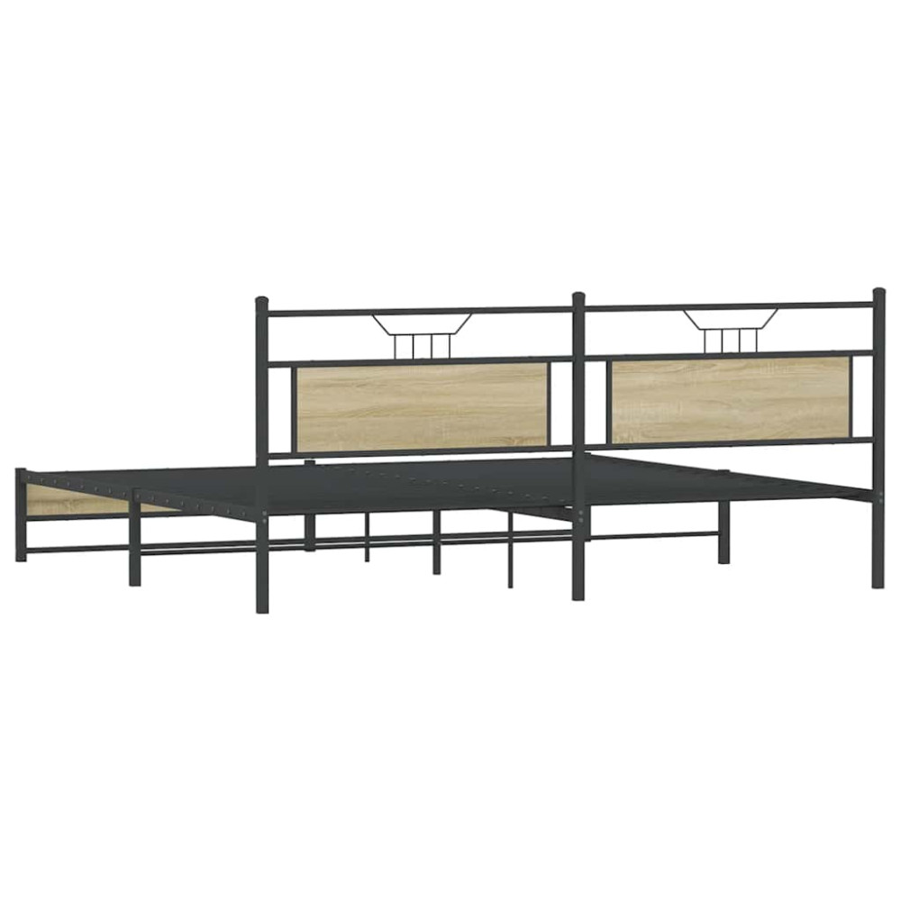 Produktbild för Sängram utan madrass metall sonoma-ek 193x201 cm