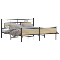 Produktbild för Sängram utan madrass metall sonoma-ek 183x213 cm