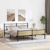 Produktbild för Sängram utan madrass metall sonoma-ek 183x213 cm