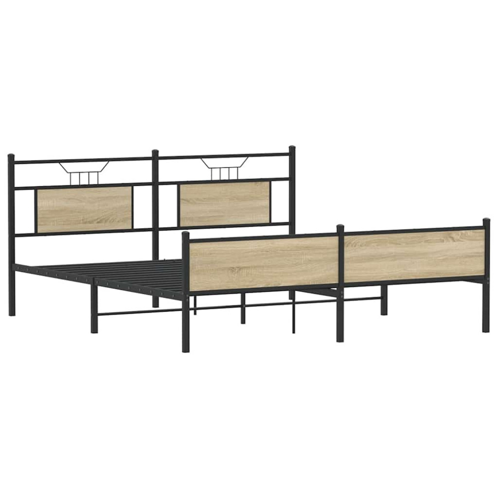 Produktbild för Sängram utan madrass metall sonoma-ek 183x213 cm