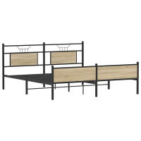 Produktbild för Sängram utan madrass metall sonoma-ek 183x213 cm