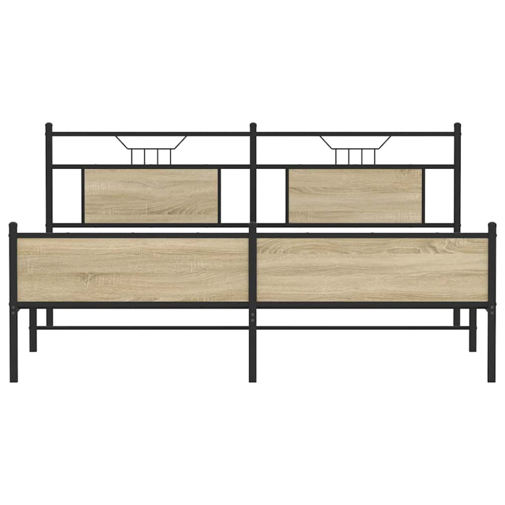Produktbild för Sängram utan madrass metall sonoma-ek 183x213 cm