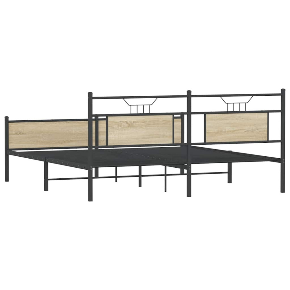 Produktbild för Sängram utan madrass metall sonoma-ek 183x213 cm